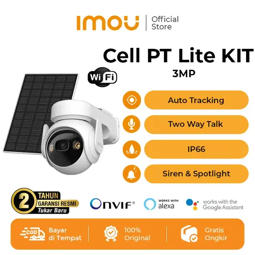 IP CAMERA IMOU CELL PT KIT (with Solar Panel) 3MP OUTDOOR, PAN TILT, Wifi, Two Way Talk